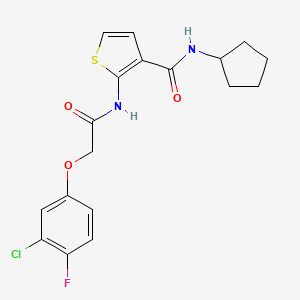 molecular formula C18H18ClFN2O3S B4182509 2-{[(3-chloro-4-fluorophenoxy)acetyl]amino}-N-cyclopentyl-3-thiophenecarboxamide 