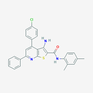 molecular formula C28H22ClN3OS B418252 3-amino-4-(4-chlorophenyl)-N-(2,4-dimethylphenyl)-6-phenylthieno[2,3-b]pyridine-2-carboxamide 