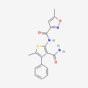 molecular formula C17H15N3O3S B4182568 N-[3-(aminocarbonyl)-5-methyl-4-phenyl-2-thienyl]-5-methyl-3-isoxazolecarboxamide 
