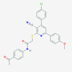 N-(4-acetylphenyl)-2-{[4-(4-chlorophenyl)-3-cyano-6-(4-methoxyphenyl)-2-pyridinyl]sulfanyl}acetamide