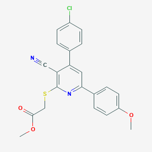 Methyl {[4-(4-chlorophenyl)-3-cyano-6-(4-methoxyphenyl)-2-pyridinyl]sulfanyl}acetate