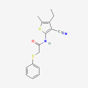molecular formula C16H16N2OS2 B4182642 N-(3-cyano-4-ethyl-5-methyl-2-thienyl)-2-(phenylthio)acetamide 
