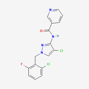 molecular formula C16H11Cl2FN4O B4182646 N-[4-chloro-1-(2-chloro-6-fluorobenzyl)-1H-pyrazol-3-yl]nicotinamide 