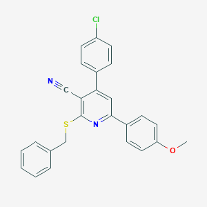 molecular formula C26H19ClN2OS B418265 2-(Benzylsulfanyl)-4-(4-chlorophenyl)-6-(4-methoxyphenyl)nicotinonitrile 