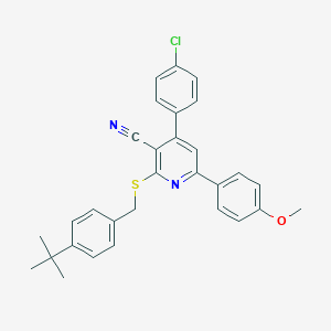 molecular formula C30H27ClN2OS B418266 2-[(4-Tert-butylbenzyl)sulfanyl]-4-(4-chlorophenyl)-6-(4-methoxyphenyl)nicotinonitrile 