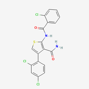 molecular formula C18H11Cl3N2O2S B4182661 2-[(2-chlorobenzoyl)amino]-4-(2,4-dichlorophenyl)-3-thiophenecarboxamide 
