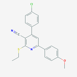 molecular formula C21H17ClN2OS B418267 4-(4-Chlorophenyl)-2-(ethylsulfanyl)-6-(4-methoxyphenyl)nicotinonitrile 