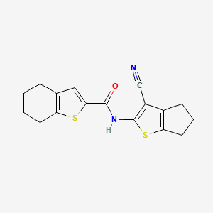 molecular formula C17H16N2OS2 B4182678 N-(3-cyano-5,6-dihydro-4H-cyclopenta[b]thien-2-yl)-4,5,6,7-tetrahydro-1-benzothiophene-2-carboxamide 