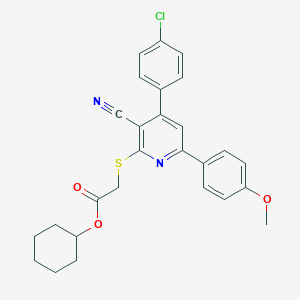 Cyclohexyl {[4-(4-chlorophenyl)-3-cyano-6-(4-methoxyphenyl)-2-pyridinyl]sulfanyl}acetate