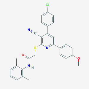 molecular formula C29H24ClN3O2S B418270 2-{[4-(4-chlorophenyl)-3-cyano-6-(4-methoxyphenyl)-2-pyridinyl]sulfanyl}-N-(2,6-dimethylphenyl)acetamide 