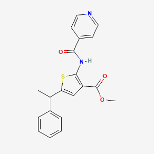 molecular formula C20H18N2O3S B4182711 methyl 2-(isonicotinoylamino)-5-(1-phenylethyl)-3-thiophenecarboxylate 