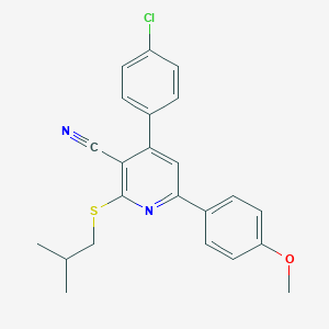 molecular formula C23H21ClN2OS B418272 4-(4-Chlorophenyl)-2-(isobutylsulfanyl)-6-(4-methoxyphenyl)nicotinonitrile 