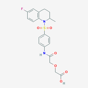 molecular formula C20H21FN2O6S B4182726 [2-({4-[(6-fluoro-2-methyl-3,4-dihydro-1(2H)-quinolinyl)sulfonyl]phenyl}amino)-2-oxoethoxy]acetic acid 