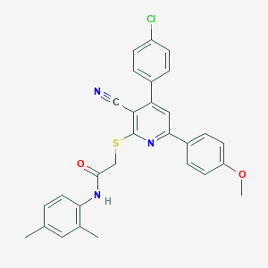 molecular formula C29H24ClN3O2S B418274 2-{[4-(4-chlorophenyl)-3-cyano-6-(4-methoxyphenyl)-2-pyridinyl]sulfanyl}-N-(2,4-dimethylphenyl)acetamide 