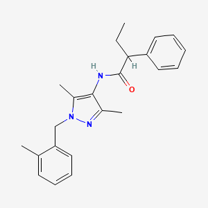 molecular formula C23H27N3O B4182778 N-[3,5-dimethyl-1-(2-methylbenzyl)-1H-pyrazol-4-yl]-2-phenylbutanamide 