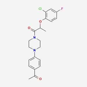 molecular formula C21H22ClFN2O3 B4182781 1-(4-{4-[2-(2-chloro-4-fluorophenoxy)propanoyl]-1-piperazinyl}phenyl)ethanone 