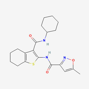 molecular formula C20H25N3O3S B4182826 N-{3-[(cyclohexylamino)carbonyl]-4,5,6,7-tetrahydro-1-benzothien-2-yl}-5-methyl-3-isoxazolecarboxamide 
