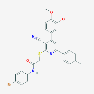 molecular formula C29H24BrN3O3S B418287 N-(4-bromophenyl)-2-{[3-cyano-4-(3,4-dimethoxyphenyl)-6-(4-methylphenyl)-2-pyridinyl]sulfanyl}acetamide 