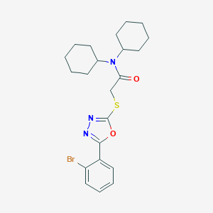 2-{[5-(2-bromophenyl)-1,3,4-oxadiazol-2-yl]sulfanyl}-N,N-dicyclohexylacetamide