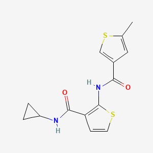 molecular formula C14H14N2O2S2 B4182884 N-cyclopropyl-2-{[(5-methyl-3-thienyl)carbonyl]amino}-3-thiophenecarboxamide 