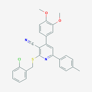 2-[(2-Chlorobenzyl)sulfanyl]-4-(3,4-dimethoxyphenyl)-6-(4-methylphenyl)nicotinonitrile