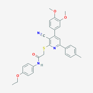 2-{[3-cyano-4-(3,4-dimethoxyphenyl)-6-(4-methylphenyl)-2-pyridinyl]sulfanyl}-N-(4-ethoxyphenyl)acetamide