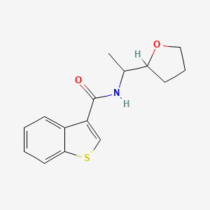 molecular formula C15H17NO2S B4182938 N-[1-(tetrahydro-2-furanyl)ethyl]-1-benzothiophene-3-carboxamide 