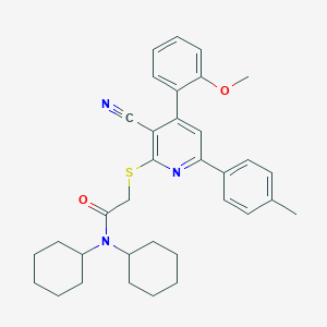 molecular formula C34H39N3O2S B418296 2-{[3-cyano-4-(2-methoxyphenyl)-6-(4-methylphenyl)-2-pyridinyl]sulfanyl}-N,N-dicyclohexylacetamide 