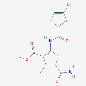 molecular formula C13H11BrN2O4S2 B4182984 methyl 5-(aminocarbonyl)-2-{[(4-bromo-2-thienyl)carbonyl]amino}-4-methyl-3-thiophenecarboxylate 