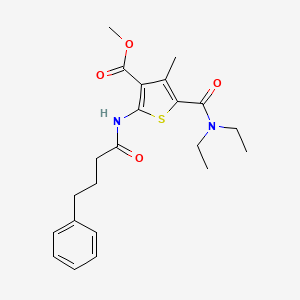 molecular formula C22H28N2O4S B4182987 methyl 5-[(diethylamino)carbonyl]-4-methyl-2-[(4-phenylbutanoyl)amino]-3-thiophenecarboxylate 