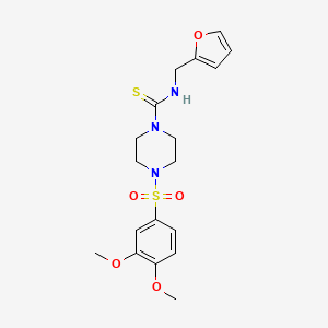 molecular formula C18H23N3O5S2 B4182989 4-[(3,4-dimethoxyphenyl)sulfonyl]-N-(2-furylmethyl)-1-piperazinecarbothioamide 