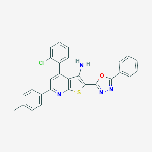4-(2-Chlorophenyl)-6-(4-methylphenyl)-2-(5-phenyl-1,3,4-oxadiazol-2-yl)thieno[2,3-b]pyridin-3-ylamine