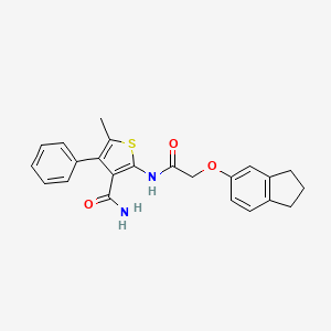2-{[(2,3-dihydro-1H-inden-5-yloxy)acetyl]amino}-5-methyl-4-phenyl-3-thiophenecarboxamide