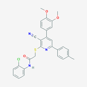 N-(2-chlorophenyl)-2-{[3-cyano-4-(3,4-dimethoxyphenyl)-6-(4-methylphenyl)-2-pyridinyl]sulfanyl}acetamide
