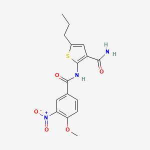 molecular formula C16H17N3O5S B4183041 2-[(4-methoxy-3-nitrobenzoyl)amino]-5-propyl-3-thiophenecarboxamide 