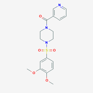 molecular formula C18H21N3O5S B4183072 1-[(3,4-dimethoxyphenyl)sulfonyl]-4-(3-pyridinylcarbonyl)piperazine 