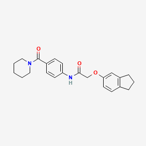 molecular formula C23H26N2O3 B4183097 2-(2,3-dihydro-1H-inden-5-yloxy)-N-[4-(1-piperidinylcarbonyl)phenyl]acetamide 
