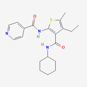 molecular formula C20H25N3O2S B4183099 N-{3-[(cyclohexylamino)carbonyl]-4-ethyl-5-methyl-2-thienyl}isonicotinamide 