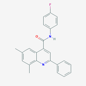 molecular formula C24H19FN2O B418310 N-(4-fluorophenyl)-6,8-dimethyl-2-phenyl-4-quinolinecarboxamide 