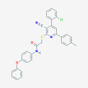 2-{[4-(2-chlorophenyl)-3-cyano-6-(4-methylphenyl)-2-pyridinyl]sulfanyl}-N-(4-phenoxyphenyl)acetamide