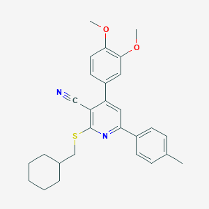 2-Cyclohexylmethylsulfanyl-4-(3,4-dimethoxy-phenyl)-6-p-tolyl-nicotinonitrile