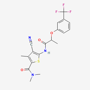 molecular formula C19H18F3N3O3S B4183120 4-cyano-N,N,3-trimethyl-5-({2-[3-(trifluoromethyl)phenoxy]propanoyl}amino)-2-thiophenecarboxamide 