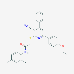 molecular formula C30H27N3O2S B418314 2-{[3-cyano-6-(4-ethoxyphenyl)-4-phenyl-2-pyridinyl]sulfanyl}-N-(2,4-dimethylphenyl)acetamide 