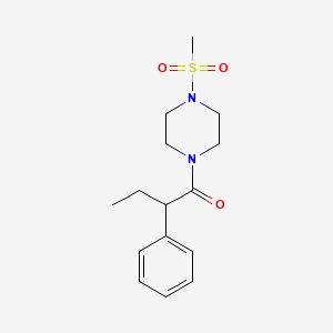molecular formula C15H22N2O3S B4183151 1-(methylsulfonyl)-4-(2-phenylbutanoyl)piperazine 