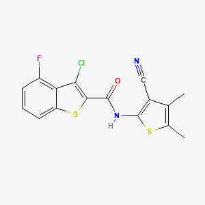 molecular formula C16H10ClFN2OS2 B4183166 3-chloro-N-(3-cyano-4,5-dimethyl-2-thienyl)-4-fluoro-1-benzothiophene-2-carboxamide 