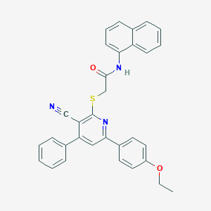 molecular formula C32H25N3O2S B418317 2-{[3-cyano-6-(4-ethoxyphenyl)-4-phenyl-2-pyridinyl]sulfanyl}-N-(1-naphthyl)acetamide 
