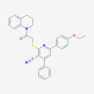 2-((2-(3,4-Dihydroquinolin-1(2H)-yl)-2-oxoethyl)thio)-6-(4-ethoxyphenyl)-4-phenylnicotinonitrile