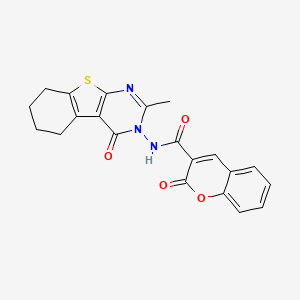 molecular formula C21H17N3O4S B4183231 N-(2-methyl-4-oxo-5,6,7,8-tetrahydro[1]benzothieno[2,3-d]pyrimidin-3(4H)-yl)-2-oxo-2H-chromene-3-carboxamide 