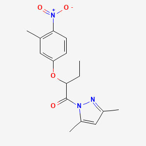 molecular formula C16H19N3O4 B4183236 3,5-dimethyl-1-[2-(3-methyl-4-nitrophenoxy)butanoyl]-1H-pyrazole 