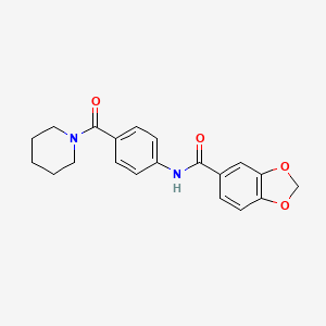 molecular formula C20H20N2O4 B4183238 N-[4-(1-piperidinylcarbonyl)phenyl]-1,3-benzodioxole-5-carboxamide 